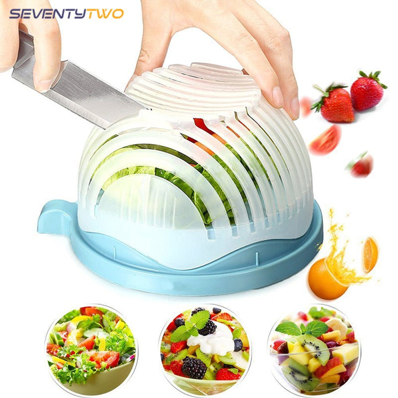 Quick Salad Maker Salad Cutter Bowl Kitchen Gadget Vegetable Fruits Slicer Chopper Washer And Cutter