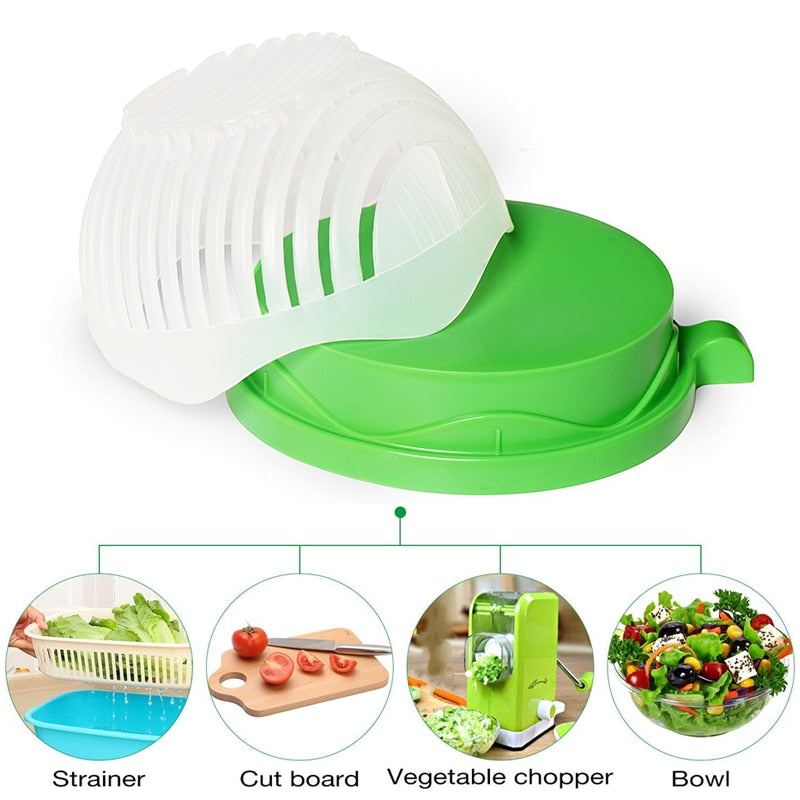 Quick Salad Maker Salad Cutter Bowl Kitchen Gadget Vegetable Fruits Slicer Chopper Washer And Cutter