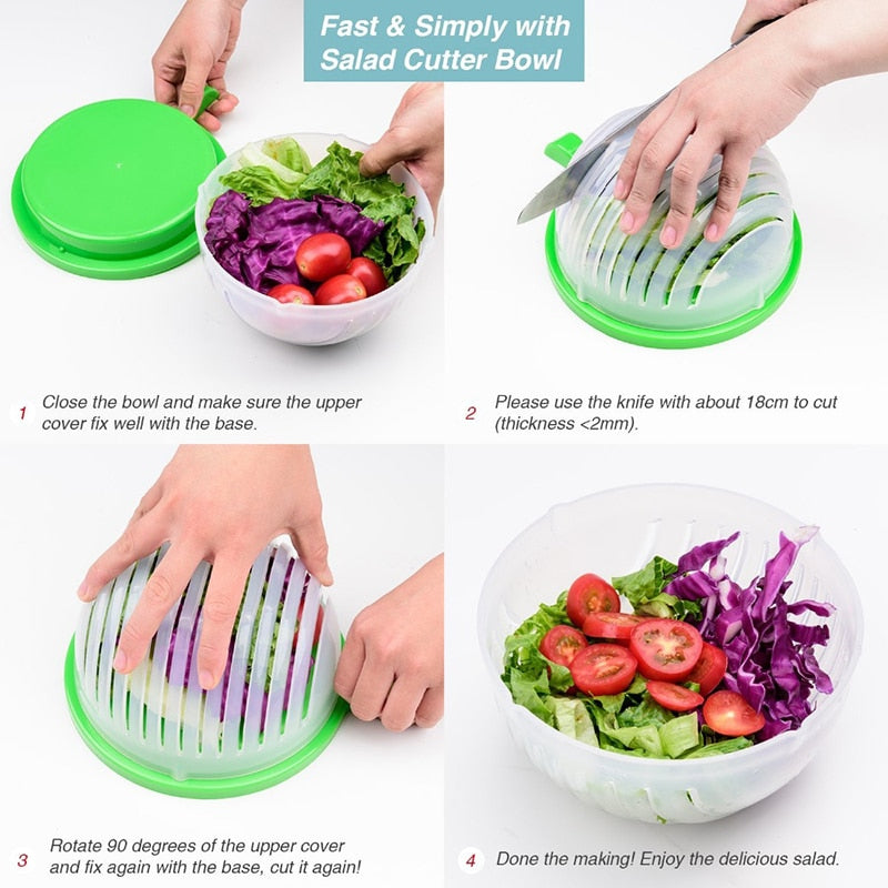 Quick Salad Maker Salad Cutter Bowl Kitchen Gadget Vegetable Fruits Slicer Chopper Washer And Cutter